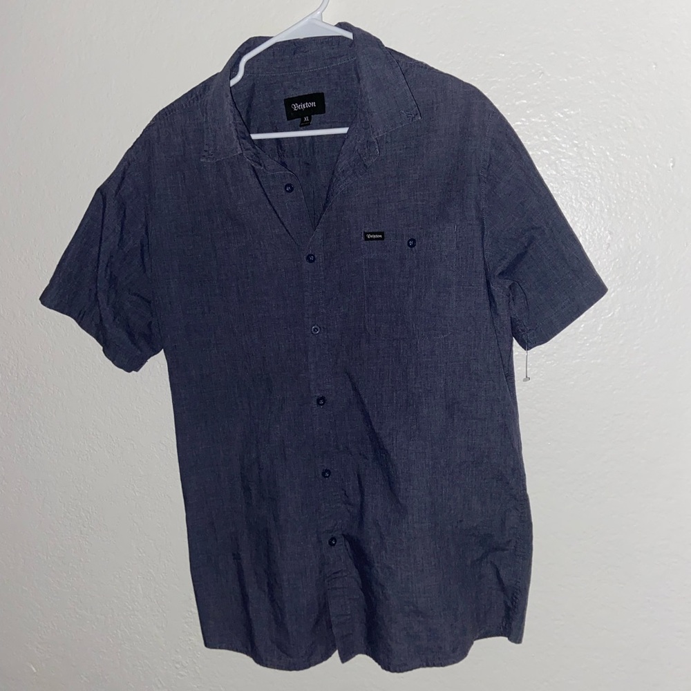 Brixton navy charcoal shirt pocket collar graphic tee button up y2k skater vibes